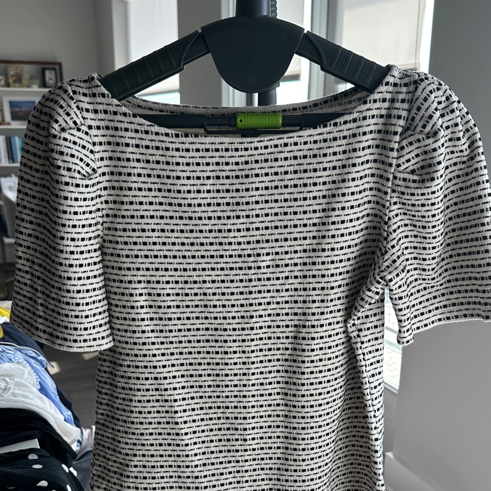 Ann Taylor Black and White Striped Top